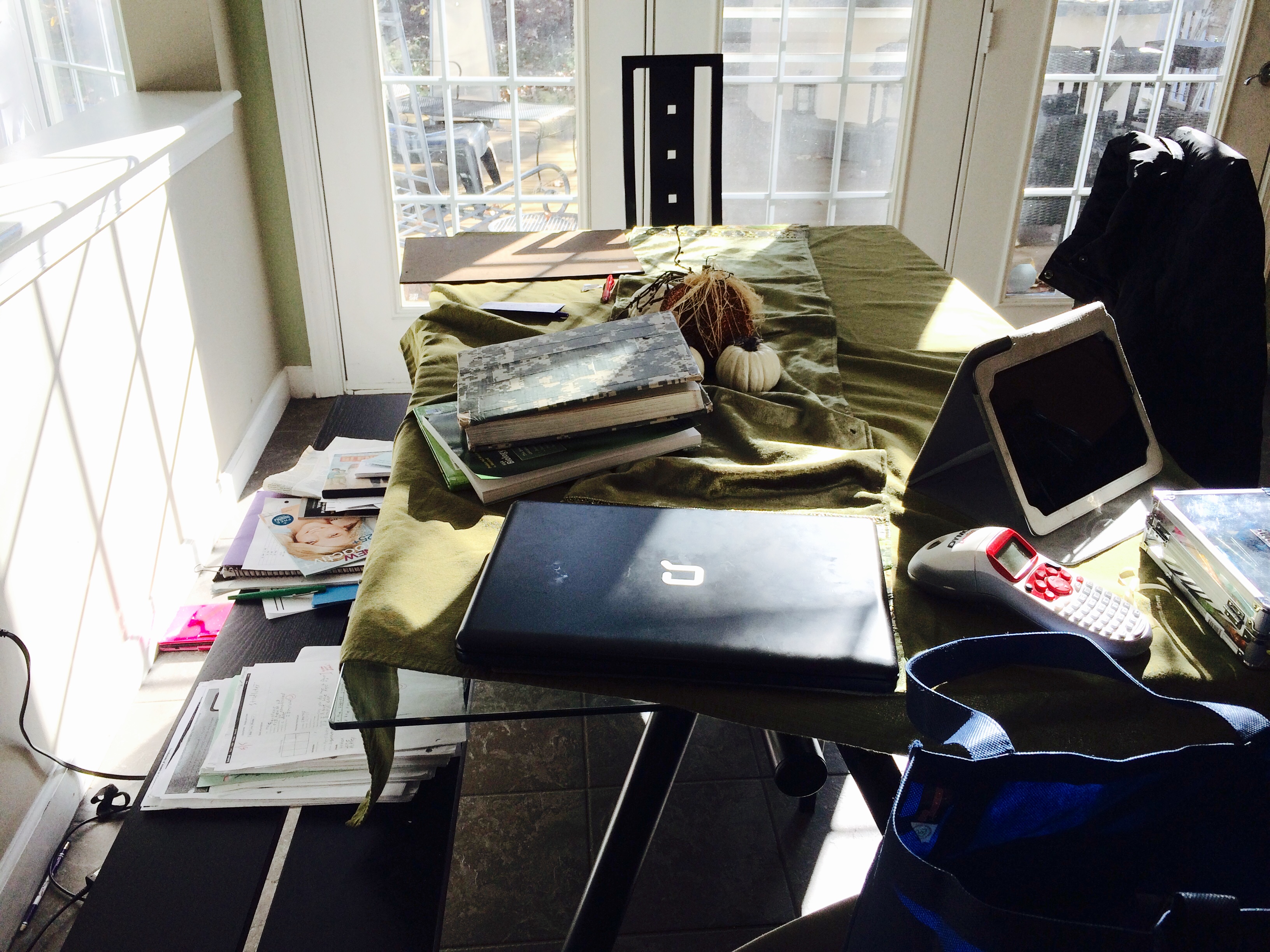 Dining table before organization